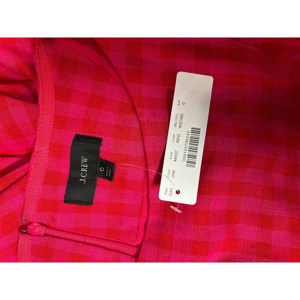 J.Crew Pink Gingham Sheath Midi Dress Preppy Old Money Coastal Size 0 NWT - Picture 4 of 4